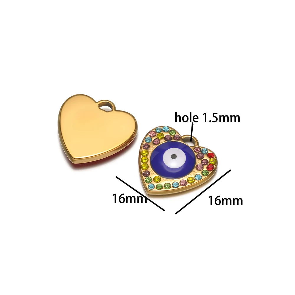High Quality Stainless Steel 18k Gold Plated Zircon Enamel Eyes Charm Pendant for Jewelry Making Wholesale