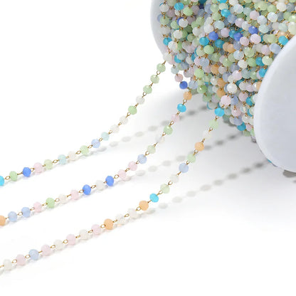 E747 3mm Bead Chain Stainless Steel Crystal Jewelry Chain Colorful Beaded Chain Diy Necklace Bracelet Jewelry Accessories