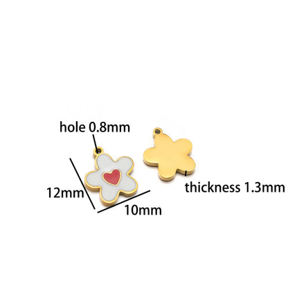 TIK TOK Hotsale 18k Gold Plated Stainless Steel Enamel Flower Fish Bowknot Heart Dragonfly Charm Pendant for DIY Jewelry Making