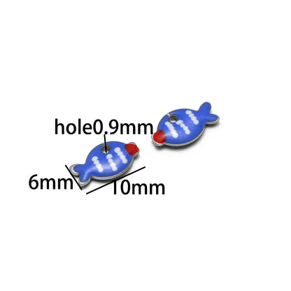 Children's 18k Gold Plated Stainless Steel Enamel Fish Charm Pendant for DIY Necklace Jewelry Making Jewelry Findings