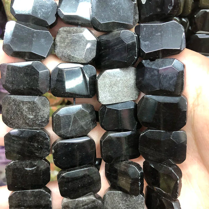 Natural Gemstone Faceted Irregular Faceted Freeform Flat Rectangle Polygon Beads Strand for Jewelry Making Bracelets Necklaces