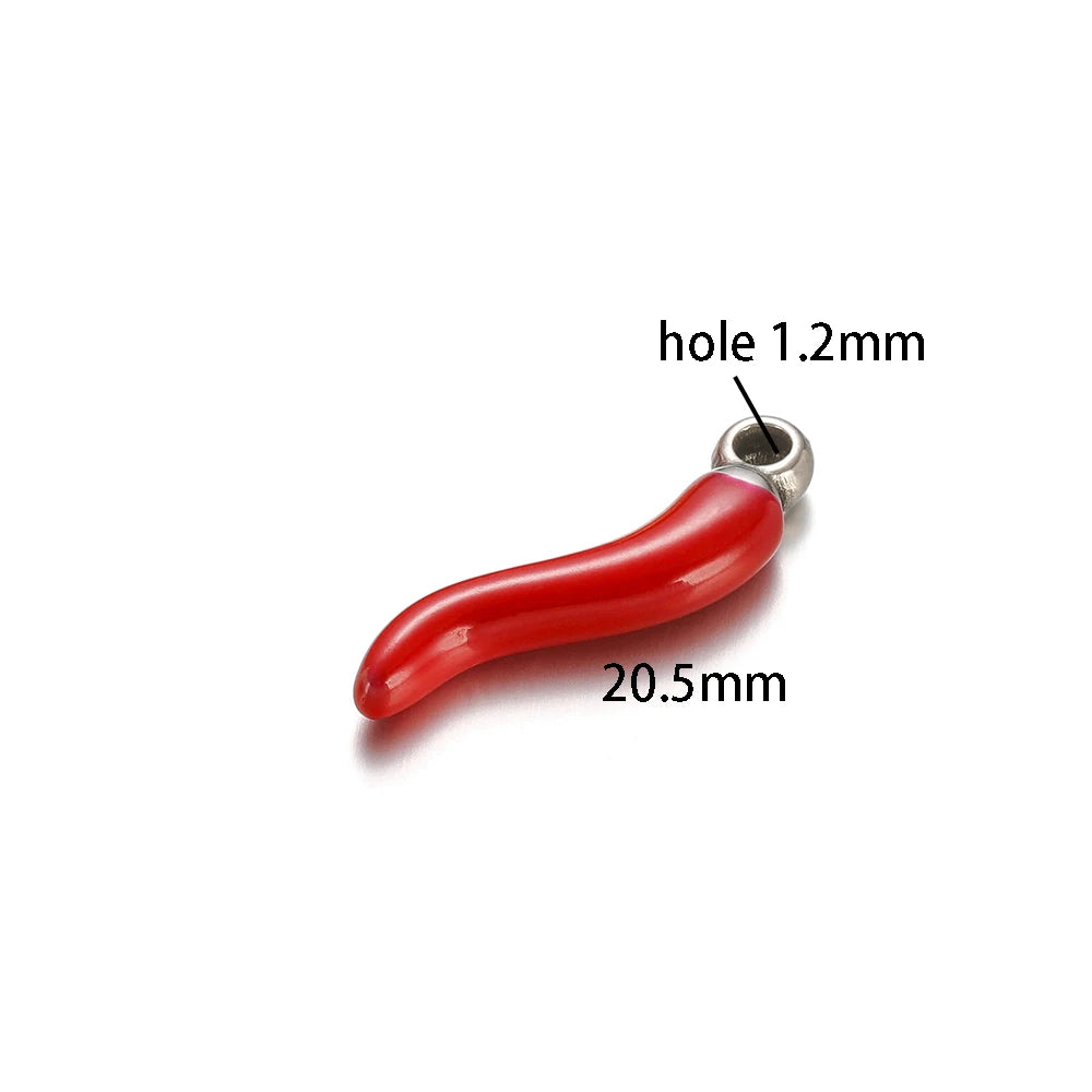 Colorful Enamel Stainless Steel 18K Gold Plated Red Pepper Chilli Charms Pendant for Jewelry Findings & Components