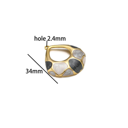 Elegant Design Gold Plated Stainless Steel Oil Painting Hollow Water Droplet Charm Pendant for Jewelry Necklace Earrings Making