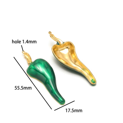 Fashion 18k Gold Plated Stainless Steel Enamel Spider Shell Pearl Pepper Charm Pendant for DIY Handmade Necklace Jewelry Making