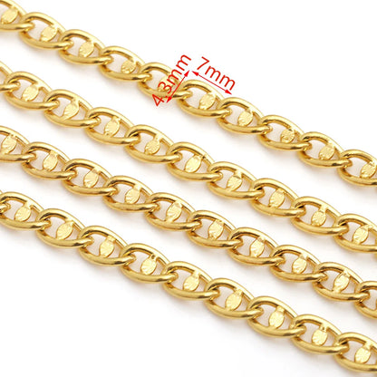 D821 Stainless Steel Embossed Coffee Bean Pig Nose Chain Handmade Chain Necklace Bracelet Jewelry Making Accessories 4.3mm
