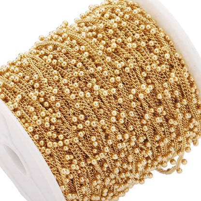 B4587 Roller Gold Plated Chain Vacuum Stainless Steel Chain Round Ball Beads Chain for Jewelry Diy