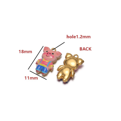 Gold Plated Pig Charm, Single-sided Color Enamel Pendant  Cute Animal DIY Jewelry Making Supplies for Necklace/Bracelet