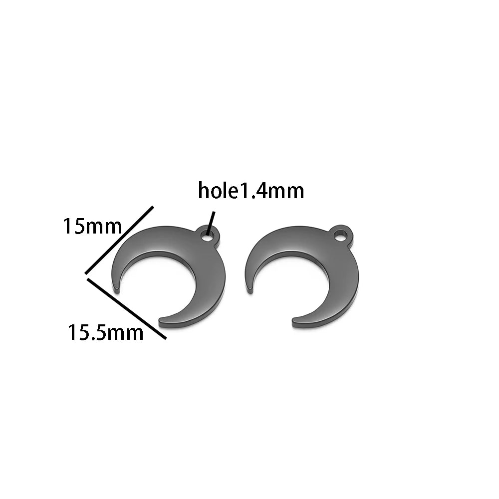 New Design 18k Gold Plated Stainless Steel Moon Charm Pendant for Necklace Jewelry Making Jewellery Accessories