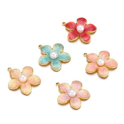 Wholesale DIY Jewelry Finding Stainless Steel 18k Gold Plated Multi Colore Flower Charm Pendants for  Jewelry Necklace Making