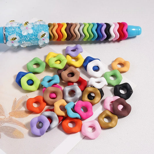 12MM  Acrylic Spacer Beads and Rubber Paint for DIY Beaded Pen Accessories in Wavy-Solid Colors