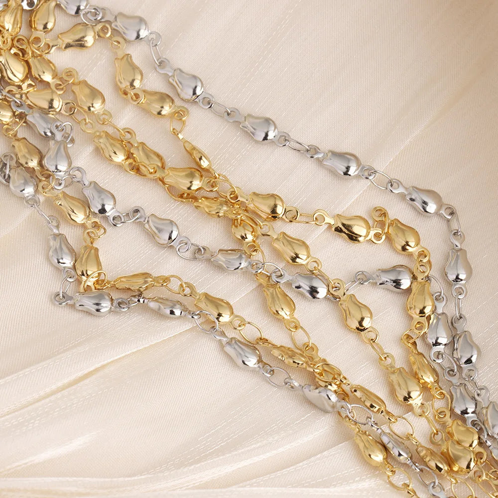D327 Fashion Non Tarnish Vacuum Plated Stainless Steel Chain 18k Gold Silver Plated Bulk Chain for Necklace Bracelet Diy