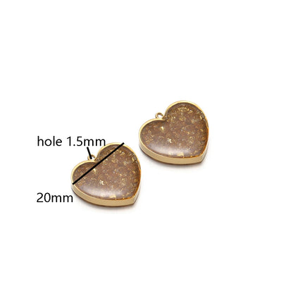 18k Gold Plated Stainless Steel Heart Transparent Mirror Painting Oil Droplets Charms Pendant for Jewelry Necklace Making
