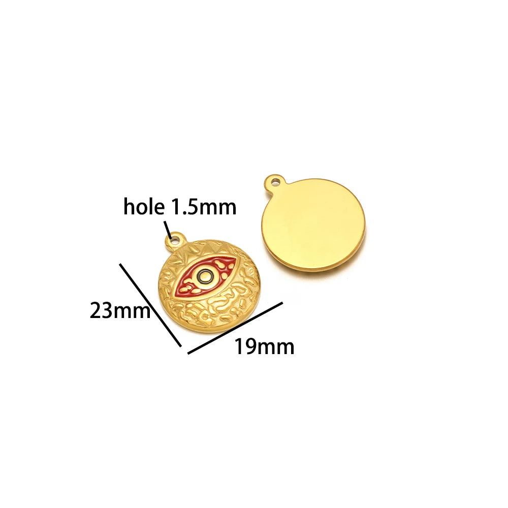 Design Dainty Enamel Eye Stainless Steel 18K Gold Plated Zircon Eyes Charm Pendant for Jewelry Earring Necklace Making