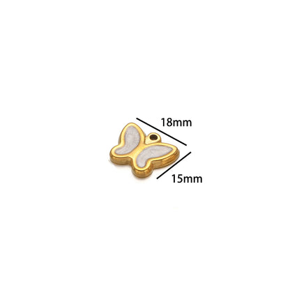 Minimalist 304 Stainless Steel 18k Gold Plated Colorful Enamel Butterfly Charm Pendant for Necklace Making