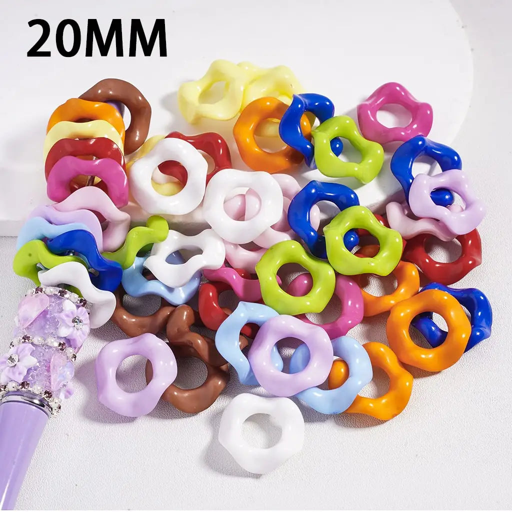 Solid Color Acrylic Beads with Wavy Shape Spacer for Pen Accessories Large Hole 20mm