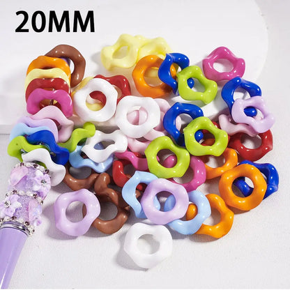 Solid Color Acrylic Beads with Wavy Shape Spacer for Pen Accessories Large Hole 20mm