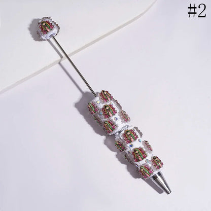 Religious Figure Polymer Clay Beadable Pen Rhinestone Studded Ballpoint Pen for Journal Party Favor Wholesale Craft Gift Pen
