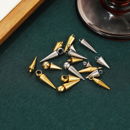 Gold Plated Stainless Steel Small Pointed Cone Weld 3.5mm Hole Charm for  Jewelry Necklace Making