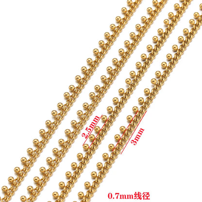 B4174 Permanent Bulk Stainless Steel Chain Figaro Beads Chain Gold Plated Cuban Chain for Diy Necklace