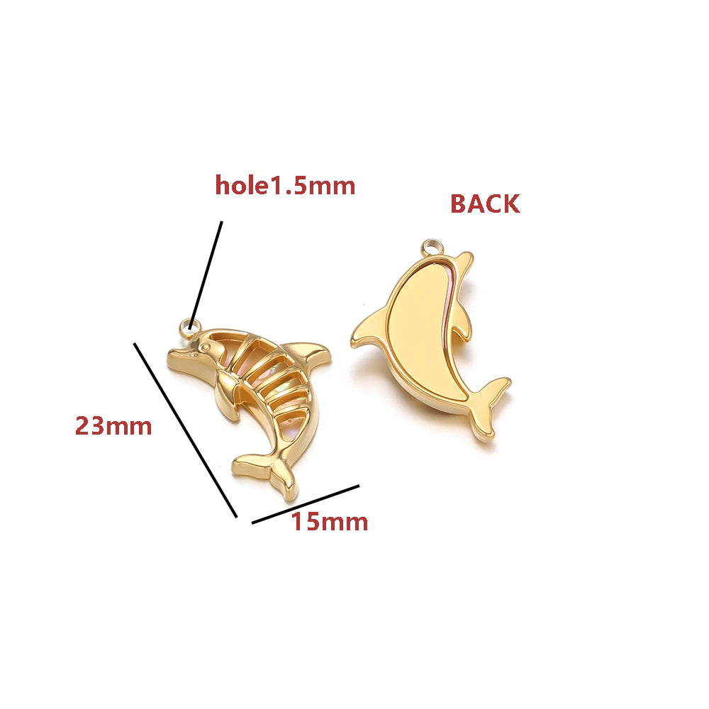 Gold Plated Stainless Steel Ocean Animal Charms Pendants for DIY Jewelry Making Necklace Bracelet Accessories