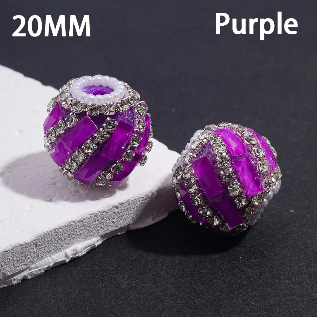 Fluorescent Spiral Rectangular Beads Inlaid Rhinestone and Pearl Chains Loose Craft Beads Wholesale