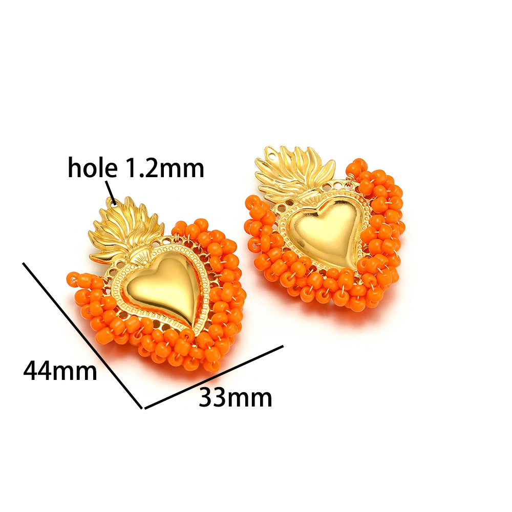 Bead Heart Pendants 18k Gold Plated Stainless Steel Heart Charm Pendant for DIY Necklace Jewelry Making Jewelry Findings