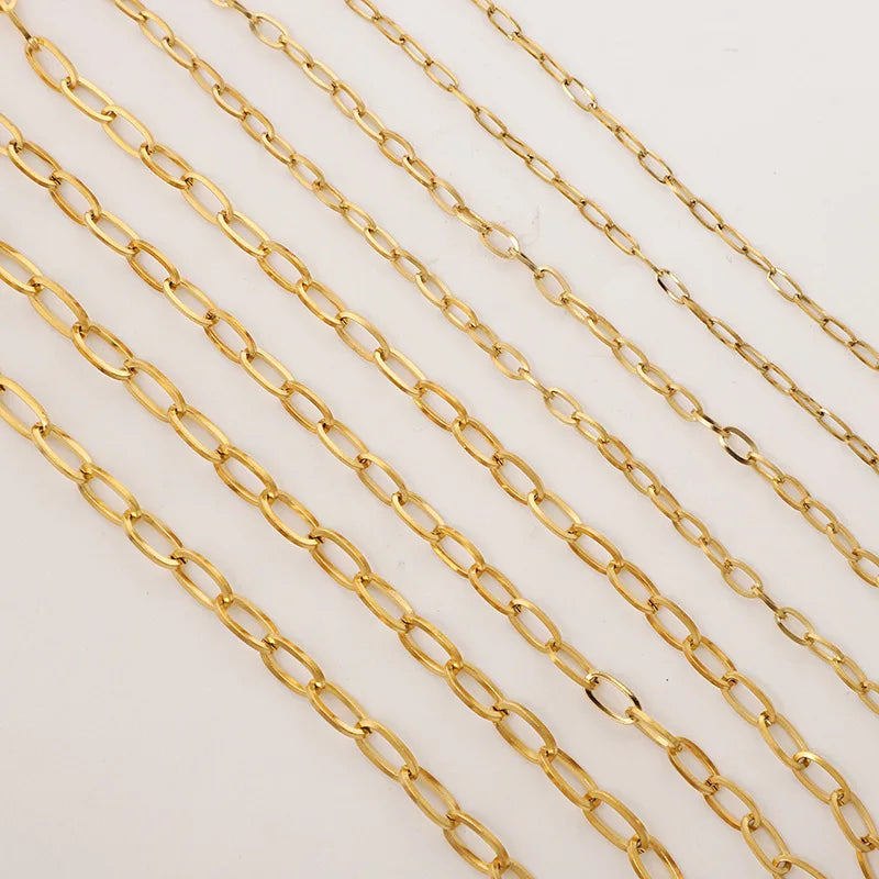 A1904 Hot Selling Paper Clip Chain Bulk Stainless Steel Necklace Bracelet Jewelry Making Chain for Diy Making