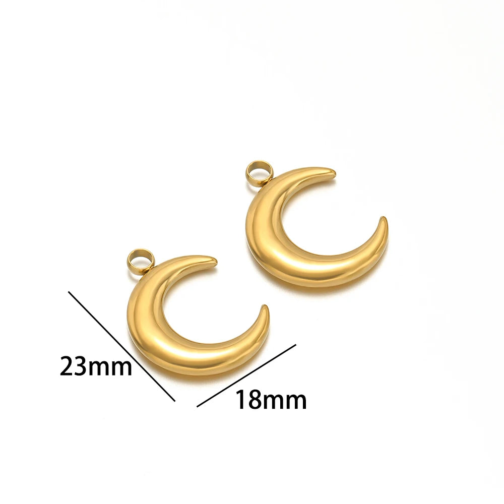 Top Quality Stainless Steel 18k Gold Plated Moon  Light Luxury Niche Design Pendant for Women's Jewelry Necklace