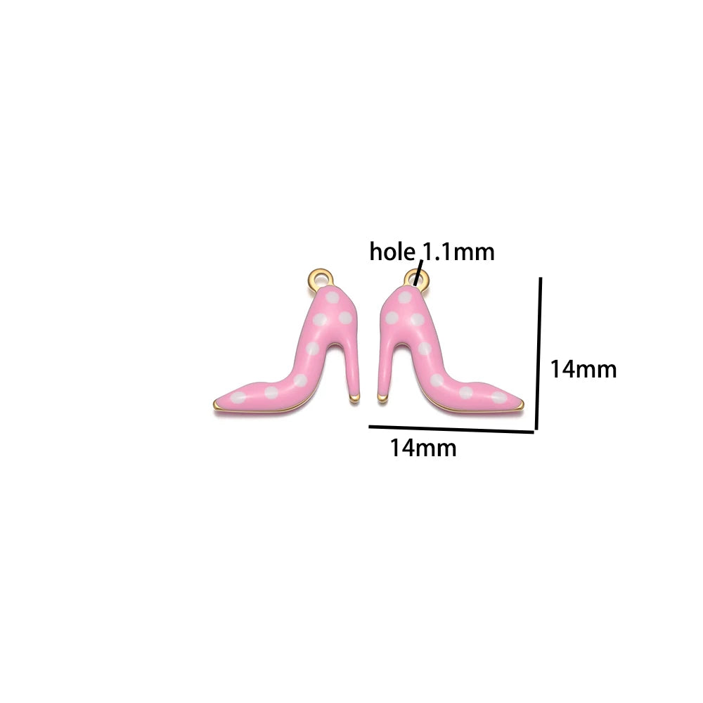 Candy Color Pendant Stainless Steel 18k Gold Plated Oil Drop High Heel Shoes Shape Charm Pendant for Jewelry Necklace Making