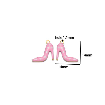 Candy Color Pendant Stainless Steel 18k Gold Plated Oil Drop High Heel Shoes Shape Charm Pendant for Jewelry Necklace Making