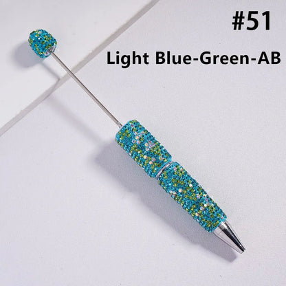 Full Rhinestone Beadable Clay Ballpoint Pens - DIY Beaded Plastic Pen for School Office Gift