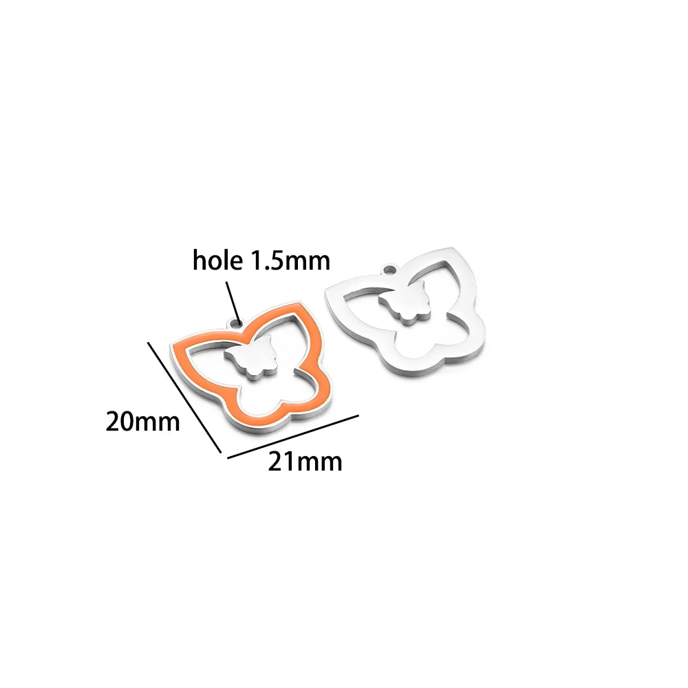 French Vintage Stainless Steel Gold Plated Dripping Oil Hollow Sun Star Butterfly Flower Charm Pendant for Jewelry Making