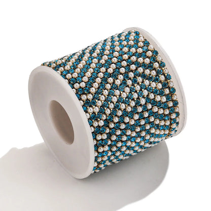A1836 Colorful Pearl Crystal Pearl Beads Chain Stainless Steel Rosary Micro Pave Necklace Bracelet Jewelry Chain