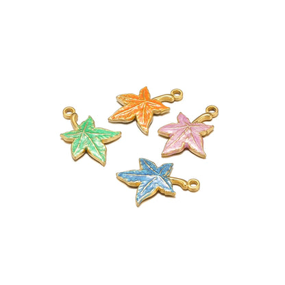 Enamel Maple Leaf Charms Stainless Steel 18k Gold Nature Leaf Charm Pendant for Jewelry Necklace Making Accessories