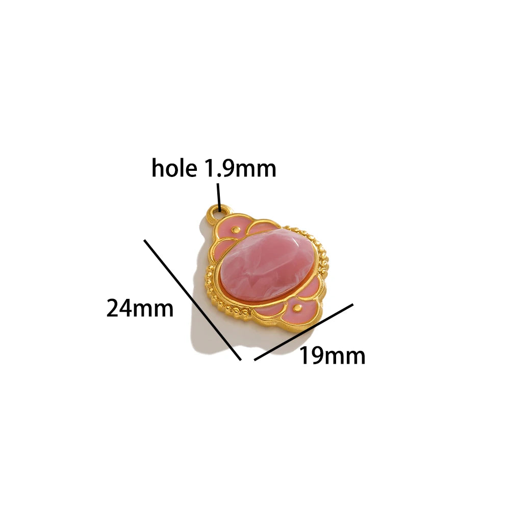Fashion Stainless Steel 18k Gold Plated Enamel Lantern Charms Pendant for Women Jewelry Necklace Earrings Making