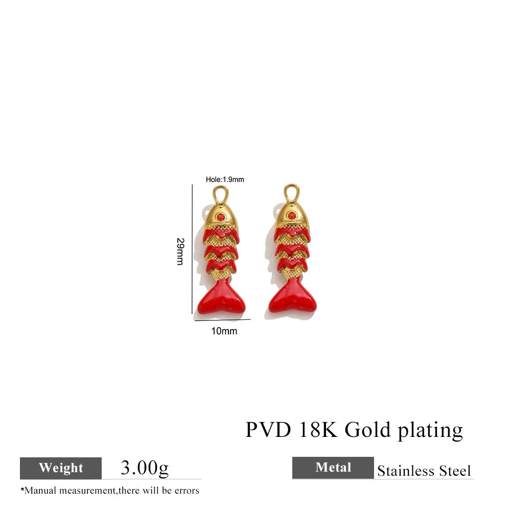 304 Stainless Steel Enamel Small Fish Pendants Multiple Styles Colorful Cartoon-shaped Charms DIY Necklaces