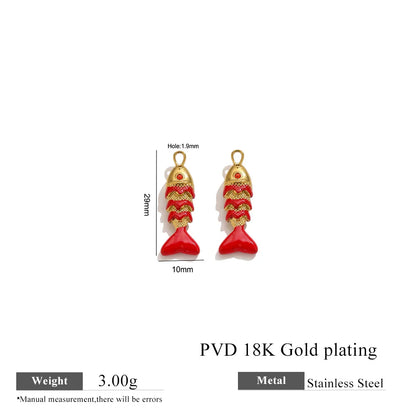 304 Stainless Steel Enamel Small Fish Pendants Multiple Styles Colorful Cartoon-shaped Charms DIY Necklaces