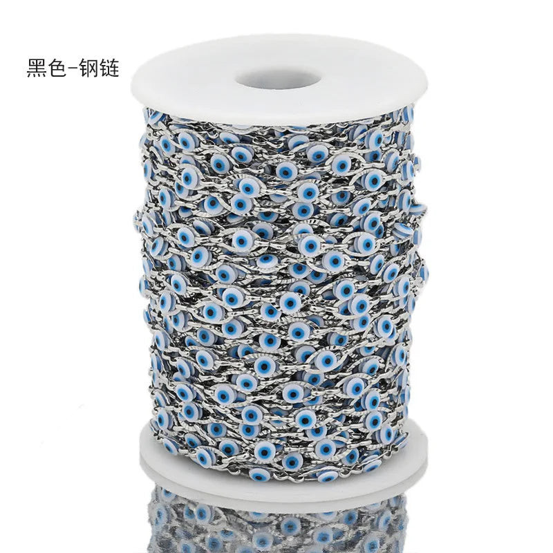 B3272 6mm Gold Filled Chain Ins Stainless Steel Chain Eye Enamel Charms Chain for Making