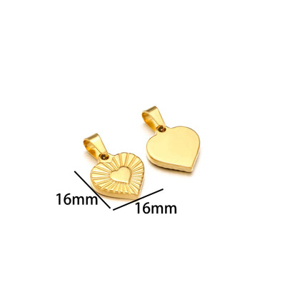 Fashion love Pendant 18k Gold Plated Stainless Steel Heart Shape Charm Pendant for DIY Jewelry Making Accessories