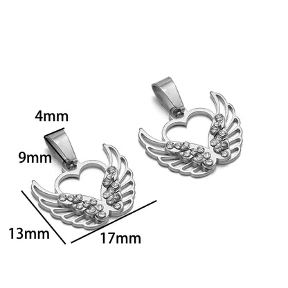 18k Gold Plated Stainless Steel Hollow Butterfly Wing Flower Zircon Charm Pendant for DIY Jewelry Making