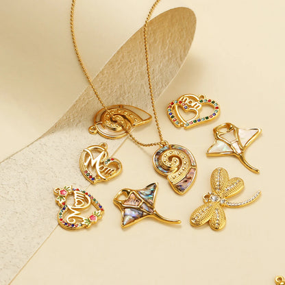 High Quality Stainless Steel Gold Plated Enamel Turtle Conch Starfish Dragonfly Heart Charms Pendant for Jewelry Necklace Making