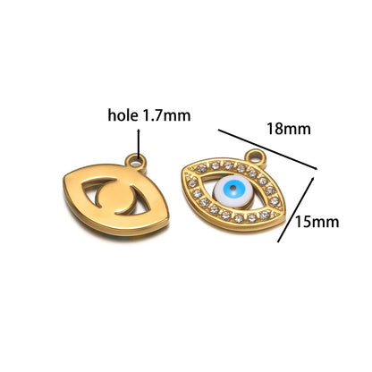 High Quality Stainless Steel 18k Gold Plated Zircon Enamel Eyes Charm Pendant for Jewelry Making Wholesale