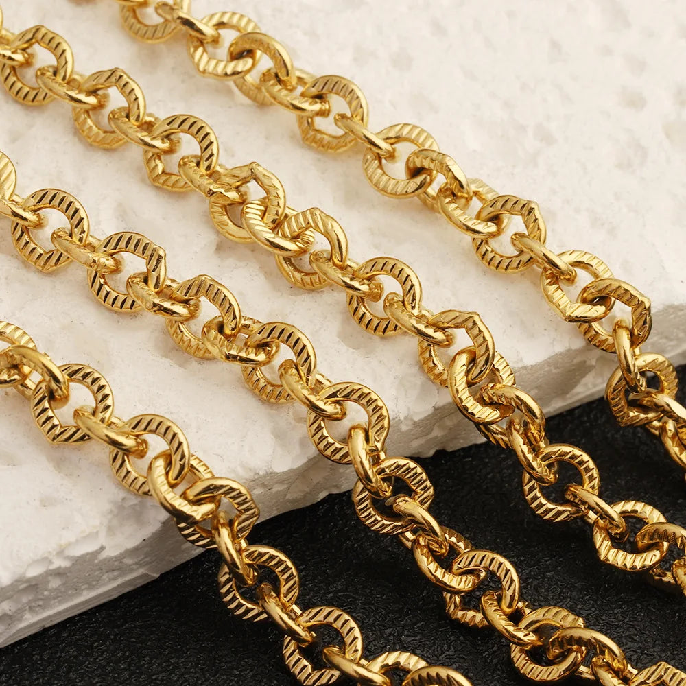 D846 Fashion 18k Pvd Plated Waterproof Chain O Shape Necklace Bracelet Making Jewelry Findings
