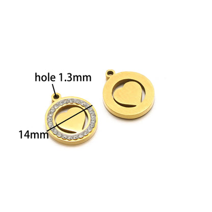 Handmade DIY Pendant 18k Gold Plated Stainless Steel Heart Star Zircon Charm Pendant for Women Jewelry Making Accessories