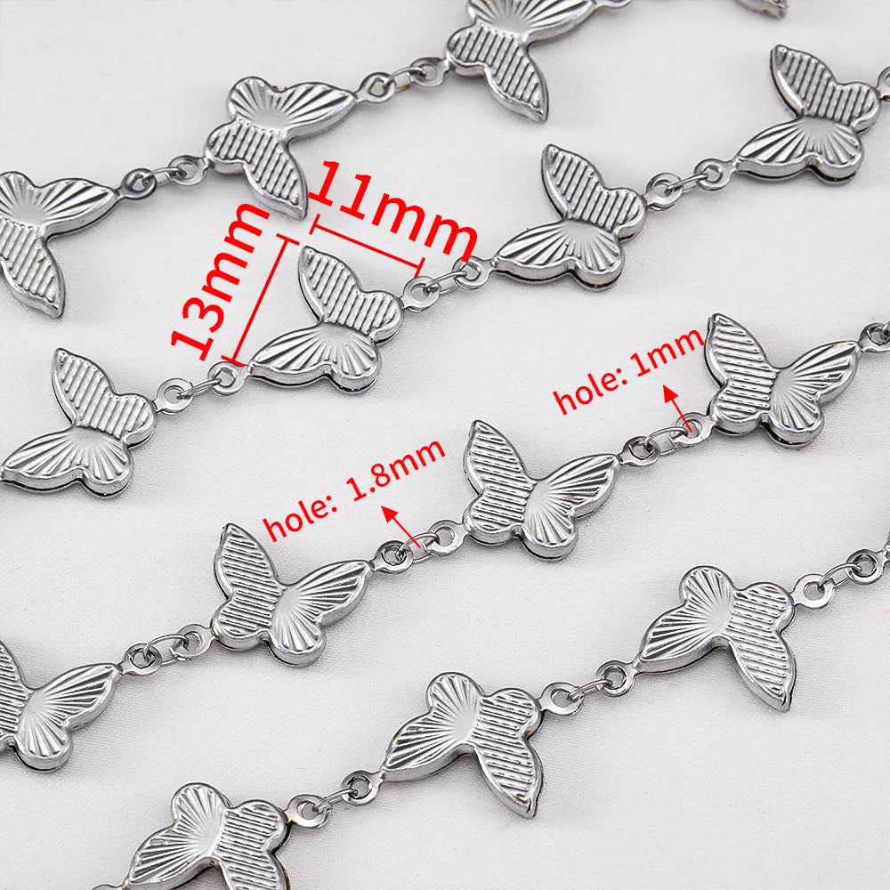 D360 No Fade Stainless Steel Chain Spool Rollers 18K PVD Gold Plated butterfly Charms Chains for Diy