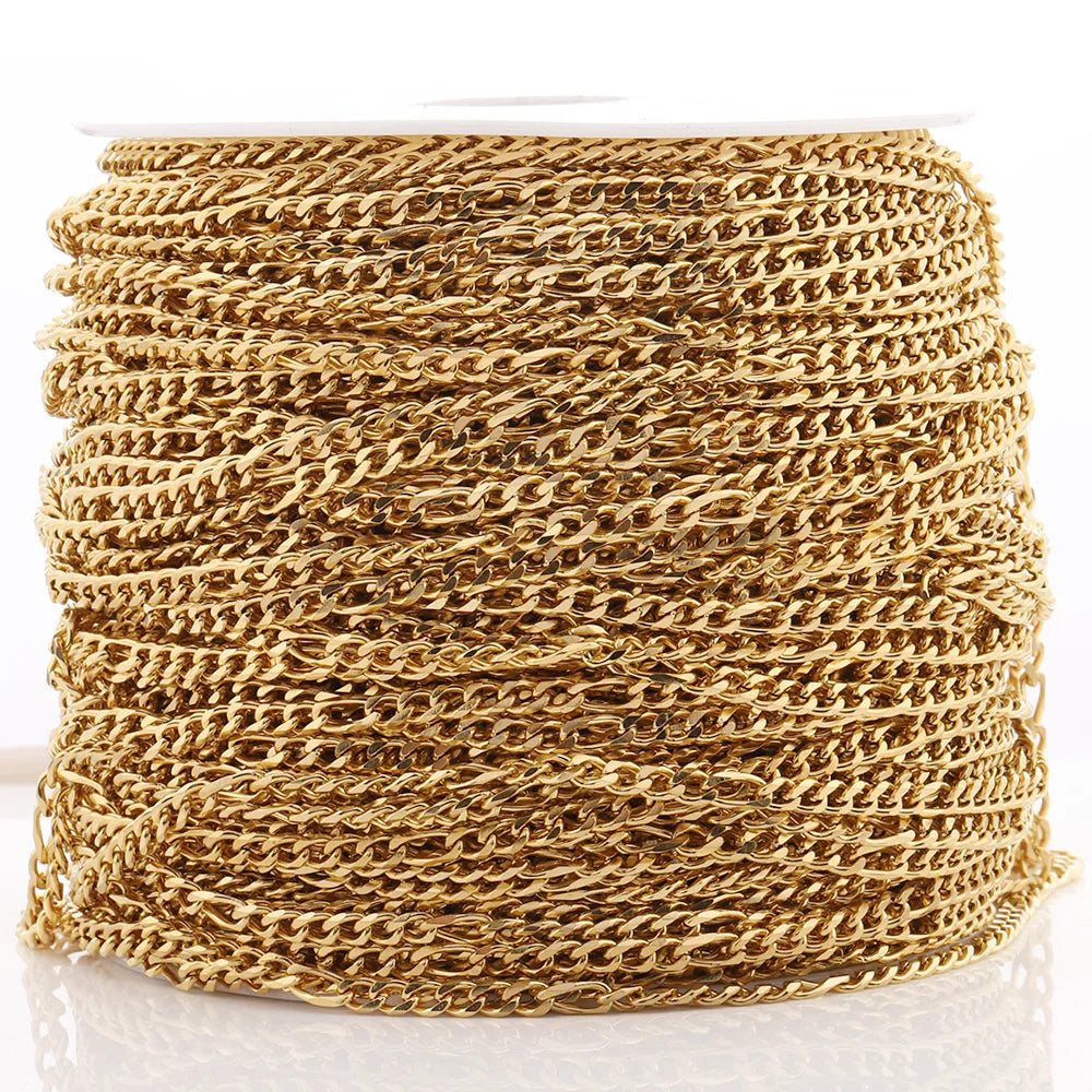 E728 Amazing High Quality Stainless Steel Chain Figaro Necklace Bulk Jewelry Roll Chain for Jewelry Diy