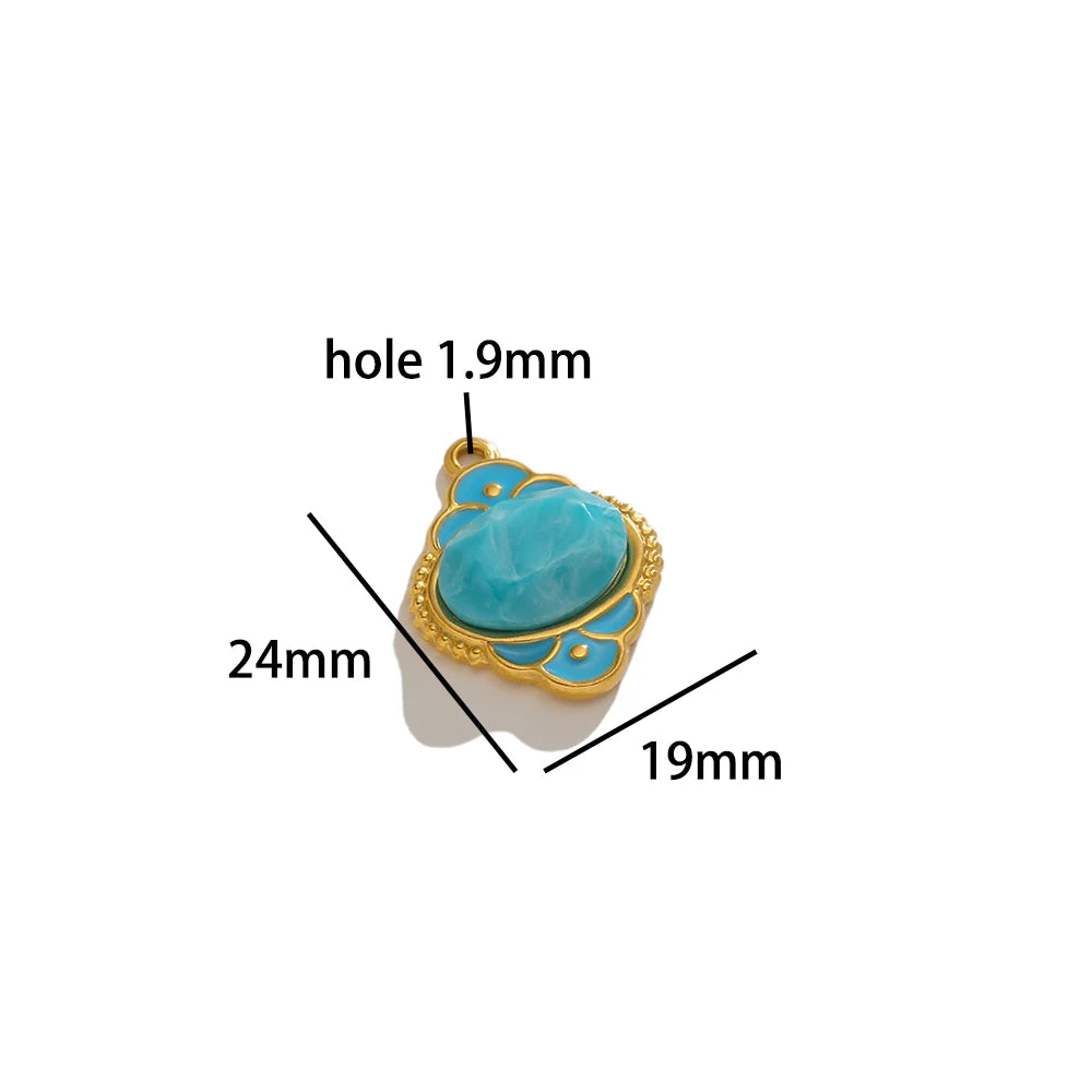 Fashion Stainless Steel 18k Gold Plated Enamel Lantern Charms Pendant for Women Jewelry Necklace Earrings Making