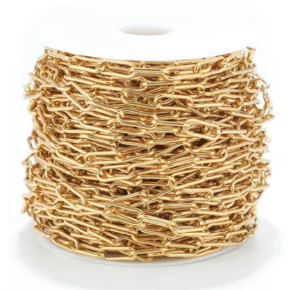 B360 High Quality Stainless Steel Paper Clip Chain 7mm Thick Chain Hot Selling Gold Filled Crossed Chain Jewelry