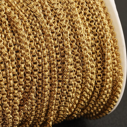 D823 Fashion Waterproof 18k Gold Plated Stainless Steel Chain Rolo Unique Necklace Bracelet Bulk Roll Chain for Jewelry Diy