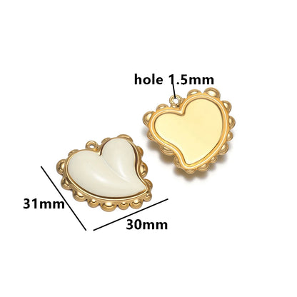 NEW Hot Sale Fashion 18k Gold Plated Stainless Steel Colorful Stone Heart Charm Pendant for DIY Necklace Jewelry Making